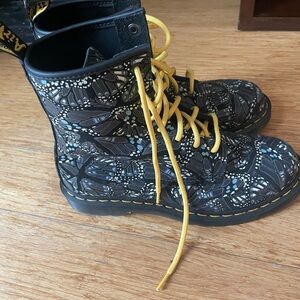 Dr. Martens Black and Yellow Lace Up Boots
